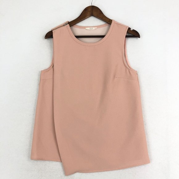 Le Lis Women's Size Small Pink Shoulder Zip Crew Neck Asymmetrical Tank Top - Picture 1 of 8